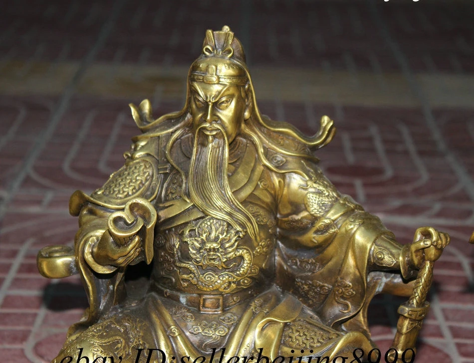 Настоящая китайская бронза Дракон воин Гуандун Гуань Ю. Бог 2.|Статуи и