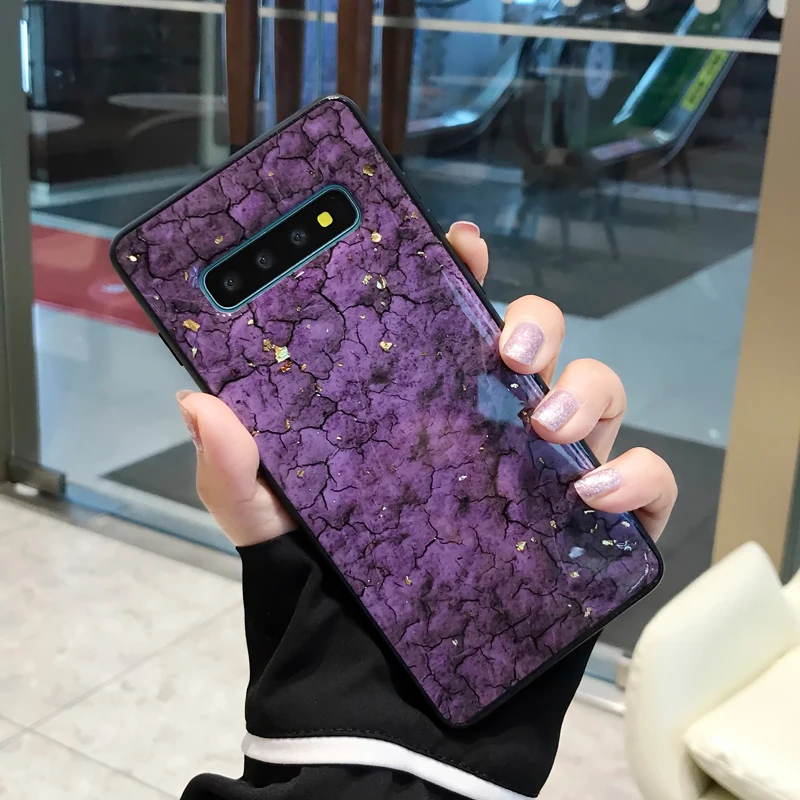 YHBBCASES модные чехлы под мрамор для Samsung Galaxy S10e S8 S9 S10 Plus Ретро блестящий золотой