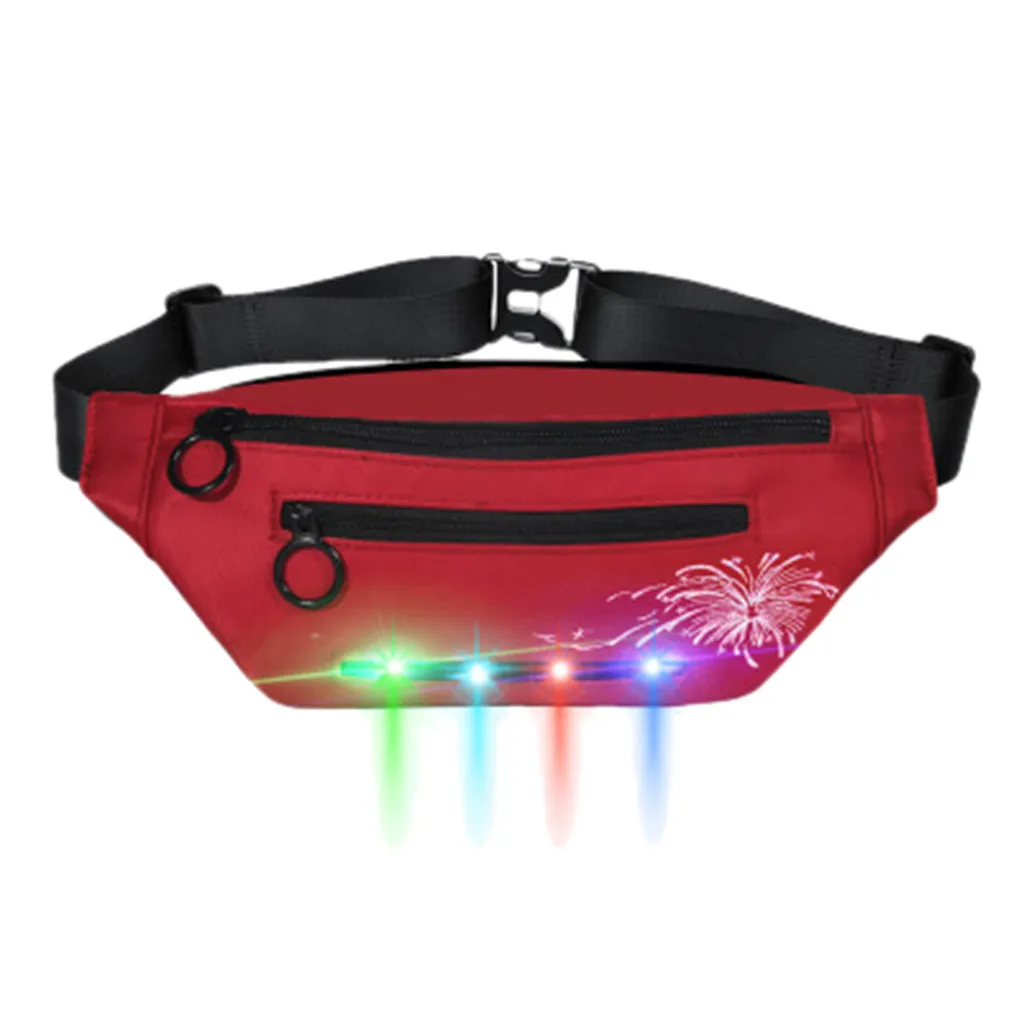 O New Outdoor Unisex Fashion Sports Led Flash Pockets Hiking Phone Pockets Purse Chest Travel Cashier Belt Boys Girl Bag#R10 - Цвет: O