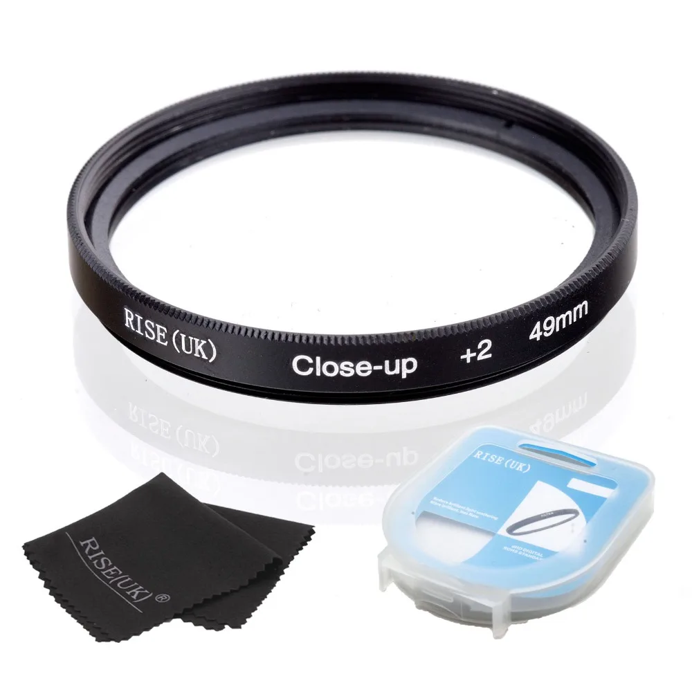 

HOT SALE RISE(UK) 49mm Close-Up +2 Macro Lens Filter for Nikon Canon SLR DSLR Camera + filter case + gift