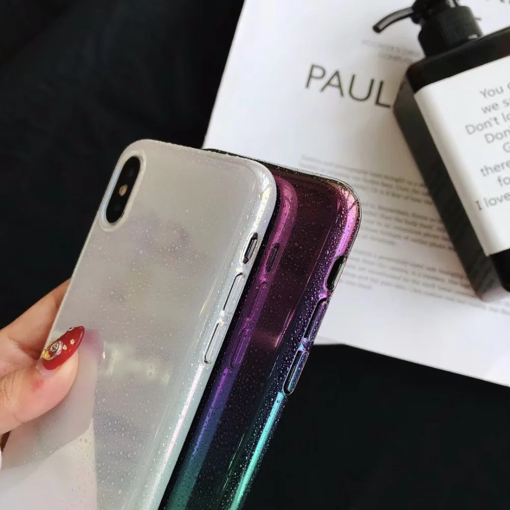 Fashion Rainbow Gradient Phone Case For iphone 6S 6 7 8 Plus X XS Max XR Cases Funny Water Drop translucent hard Back Cover Capa |