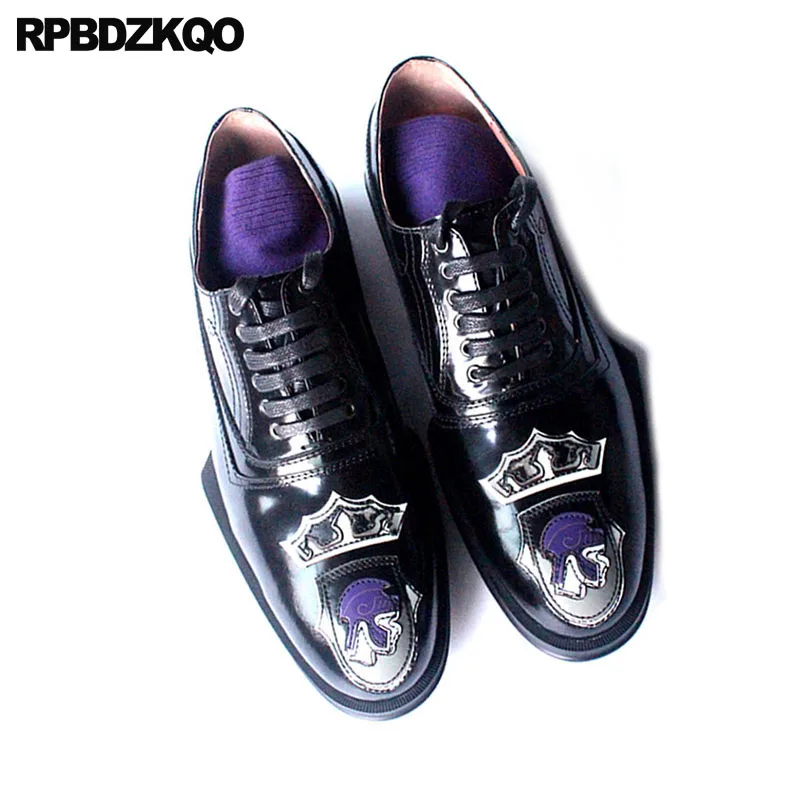 Luxury European Printed Runway Genuine Leather Black Rubber Oxfords Real Club Italian Mens Shoes Brands Italy Party Plus Size | Обувь