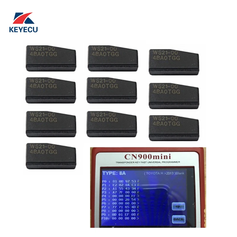 

KEYECU Pack of 10 , Transponder Chip for Toyota 2013-2017, Blank WS21-4D 128 Bit for H Chip