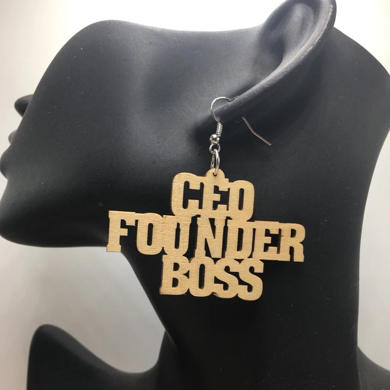 Бесплатная доставка! Деревянные серьги с надписью основателя директора|wooden
