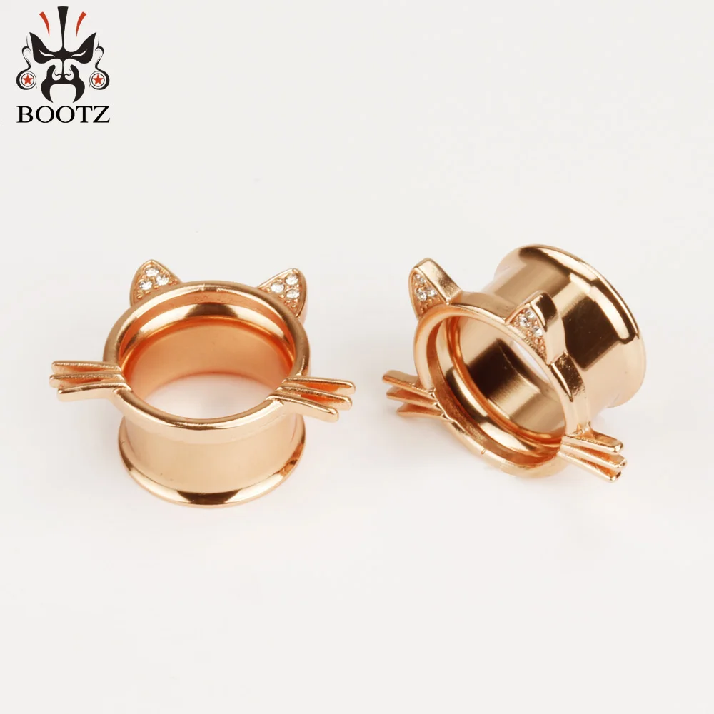 KUBOOZ, новые серьги, ювелирные изделия для тела, пирсинг, ушные измерительные приборы, расширитель, розовое золото, нержавеющая сталь, пробки и туннели, 2 шт./лот