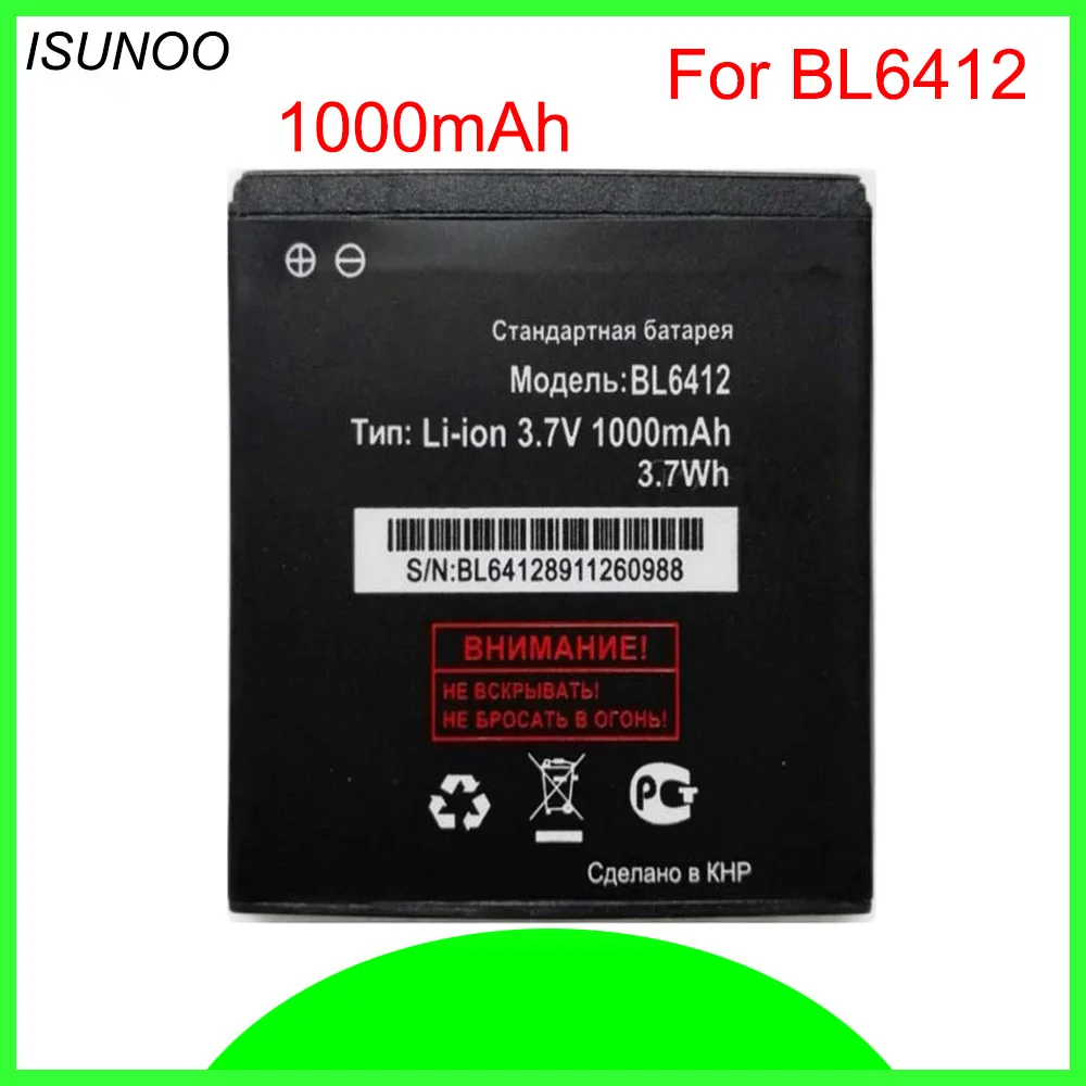ISUNOO 5 шт./лот Высокое качество 1000 мАч BL6412 Аккумулятор для Fly iqiq 434 era nano аккумулятор