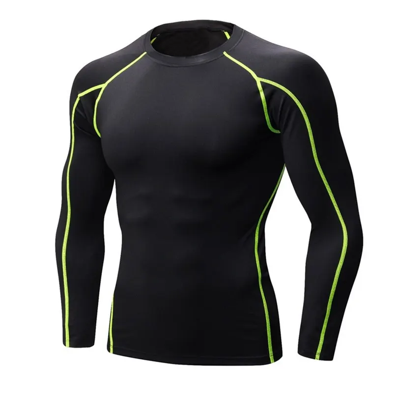Style 1Green Striped Vertvie мужские компрессионные футболки для бега, майки для фитнеса, футболка с длинным рукавом для тренировок, мужские футболки, колготки, брендовая одежда - Цвет: Style 1Green Striped