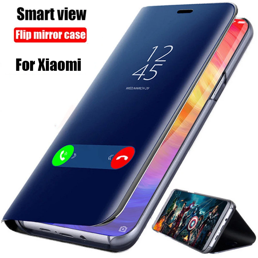 Умный зеркальный флип чехол для Xiaomi Redmi Note 7 6 5 K20 Pro 6A S2 кожаный Mi 9T 9 8 SE A2 Lite Max 3 Mix 2