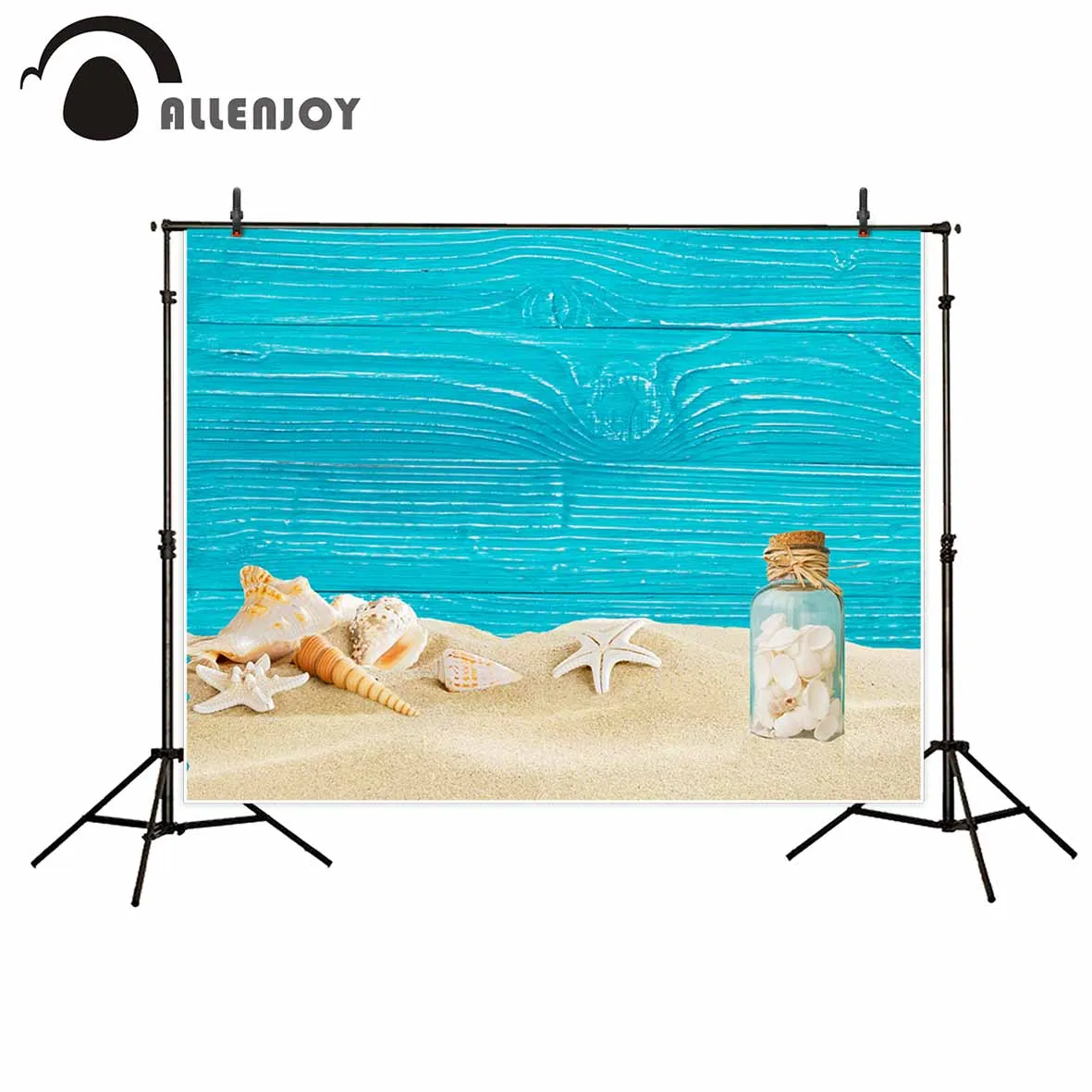 

Фон для фотосъемки новорожденных Allenjoy, голубая деревянная доска, Пляжная раковина, Дрифтинг Бутылка