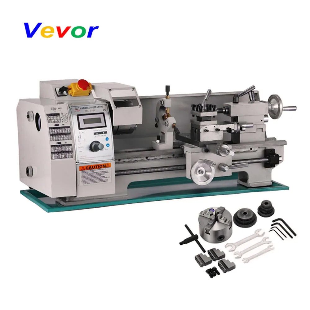 VEVOR 750W 8x16 Inch металл обработки переменной скорости токарный станок металла мини