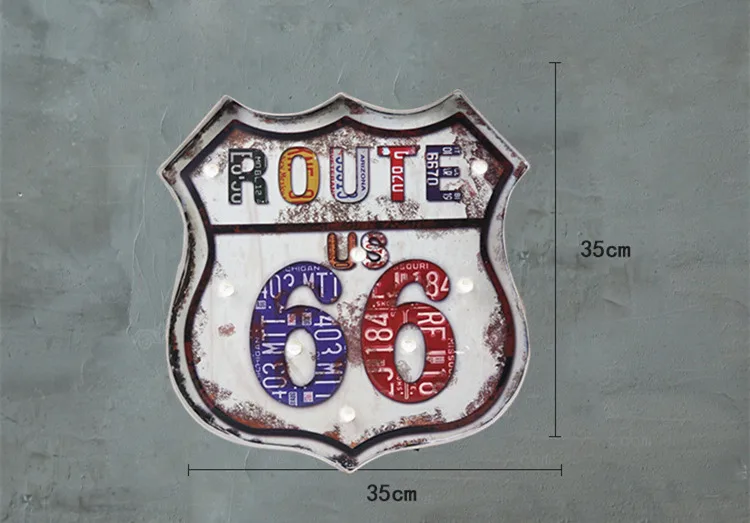 Route 66 неоновая вывеска светодиодный домашний декоративная пластина железная дощечка с надписью металлическая винтажная паба бар настенное художественное украшение