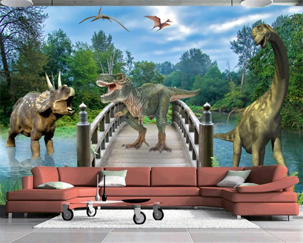 beibehang Custom Wallpaper Home Decorative Mural 3D Jurassic Dinosaur Ancient Animal TV Wall mural photo wallpaper for walls 3d |