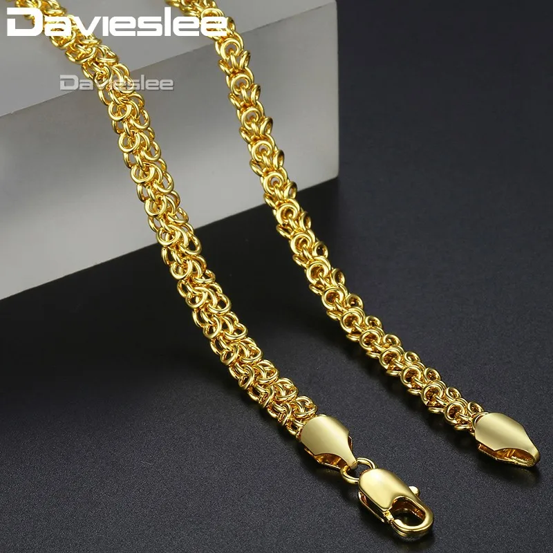 

Davieslee Necklace For Women Men Boys Girls 5mm Wide Swirl Chain Yellow Gold Filled Women's Necklace DGN325