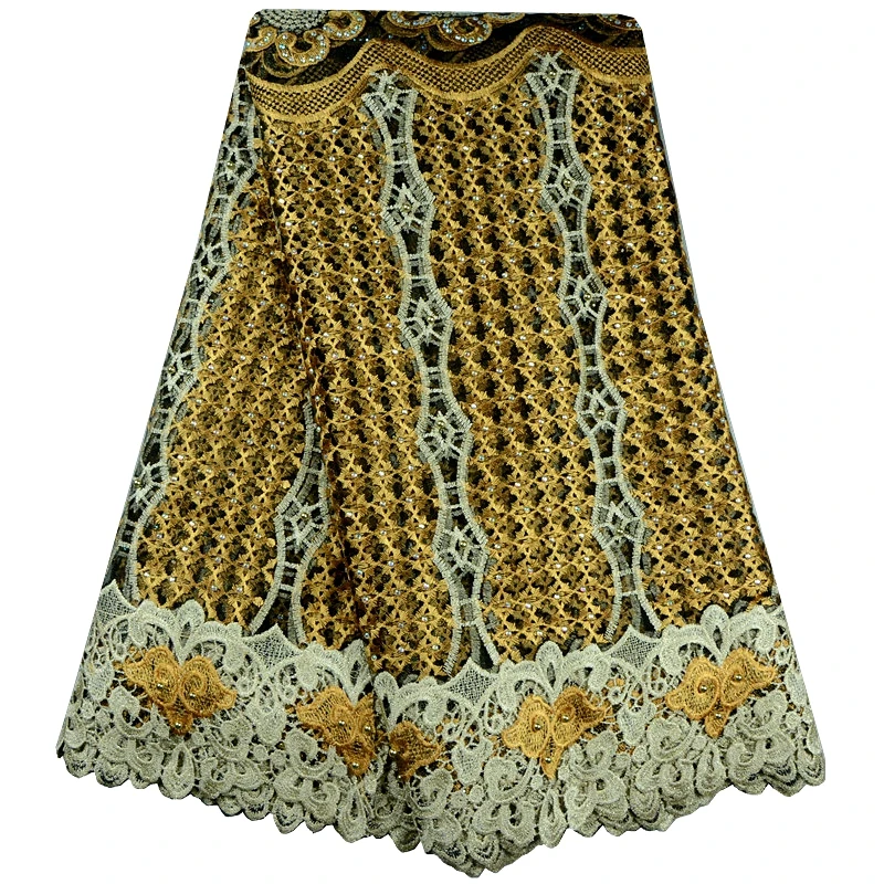 Высококачественная африканская кружевная ткань с камнями и бисером для свадьбы