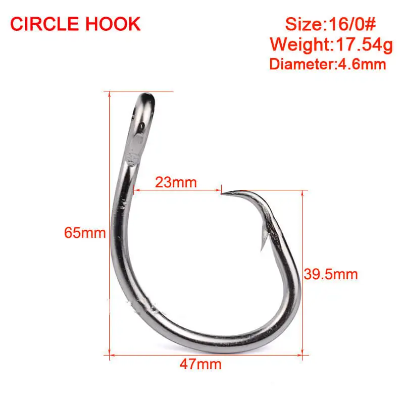 

10pcs Big Games Fishing Circle Hooks Stainless Steel Barbed Hooks 13/0#,14/0#,15/0#,16/0# Saltwater Freshwater Spinning Fly Fish