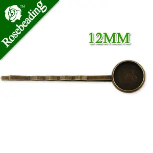 55*12 мм латунная Заколка-невидимка с античным бронзовым покрытием и ободком, подходит для стеклянного кабошона 12 мм, Заколка-невидимка, Продано 50 шт.лот-C1827