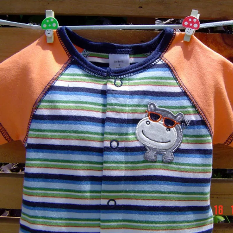 Лето 2017 Симпатичные Бегемот Одежда для новорожденных малышей в полоску Детские