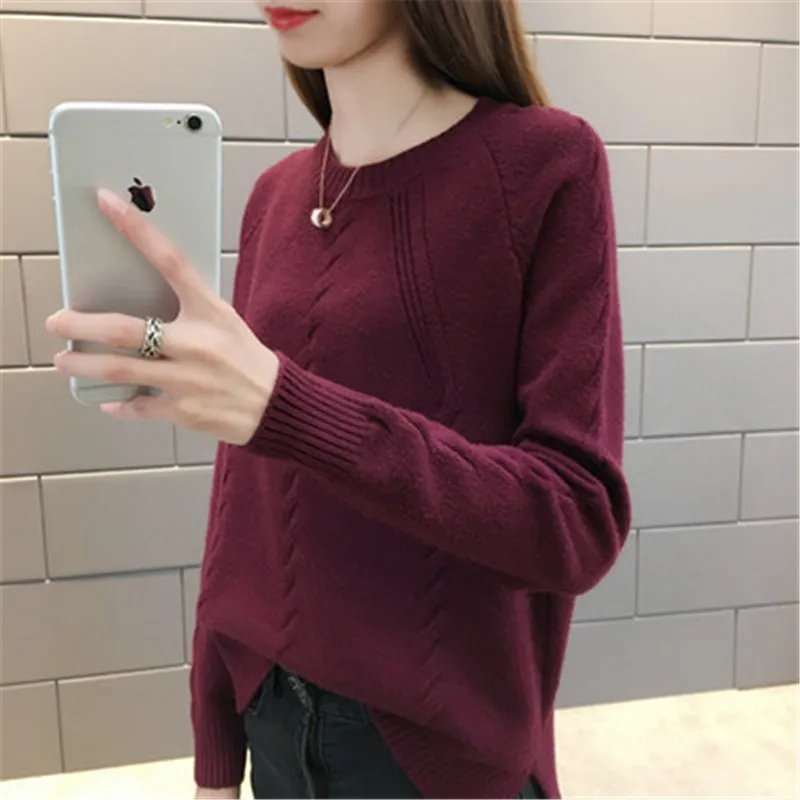 Новинка 2018 женская одежда в Корейском стиле трикотажная с круглым вырезом и