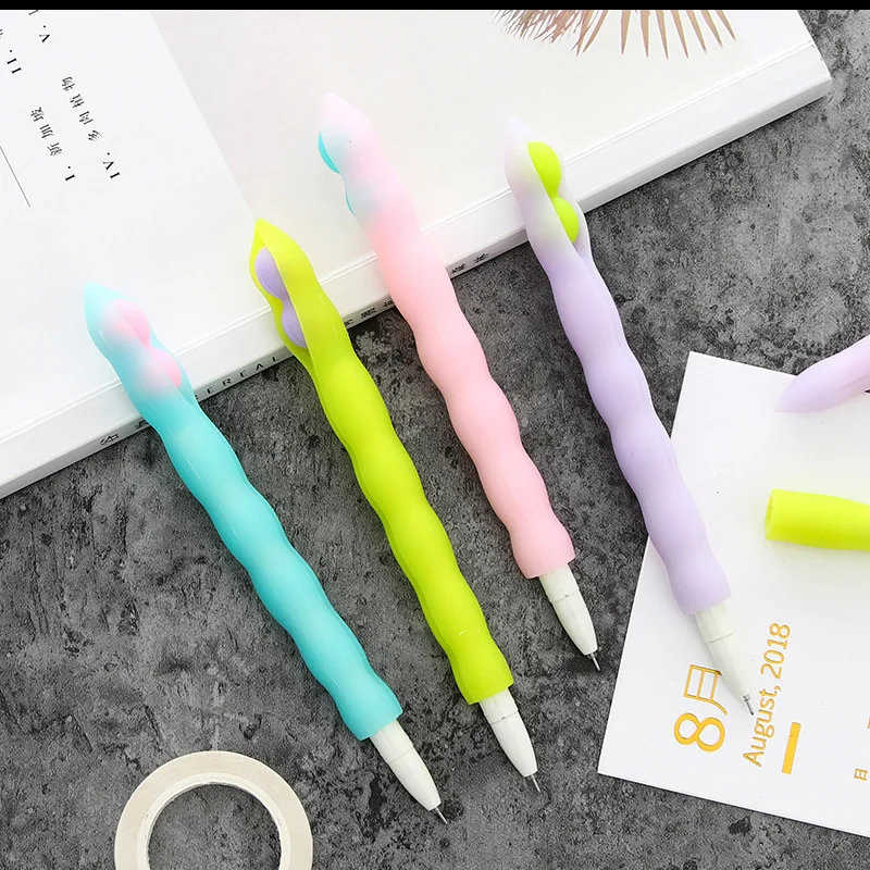 

12pcs Peas Gelpen Colorful Cute Creative Soft Silicone Bean Jam Gel Pen 0.5mm School Office Stationery Gifts Smooth Writing