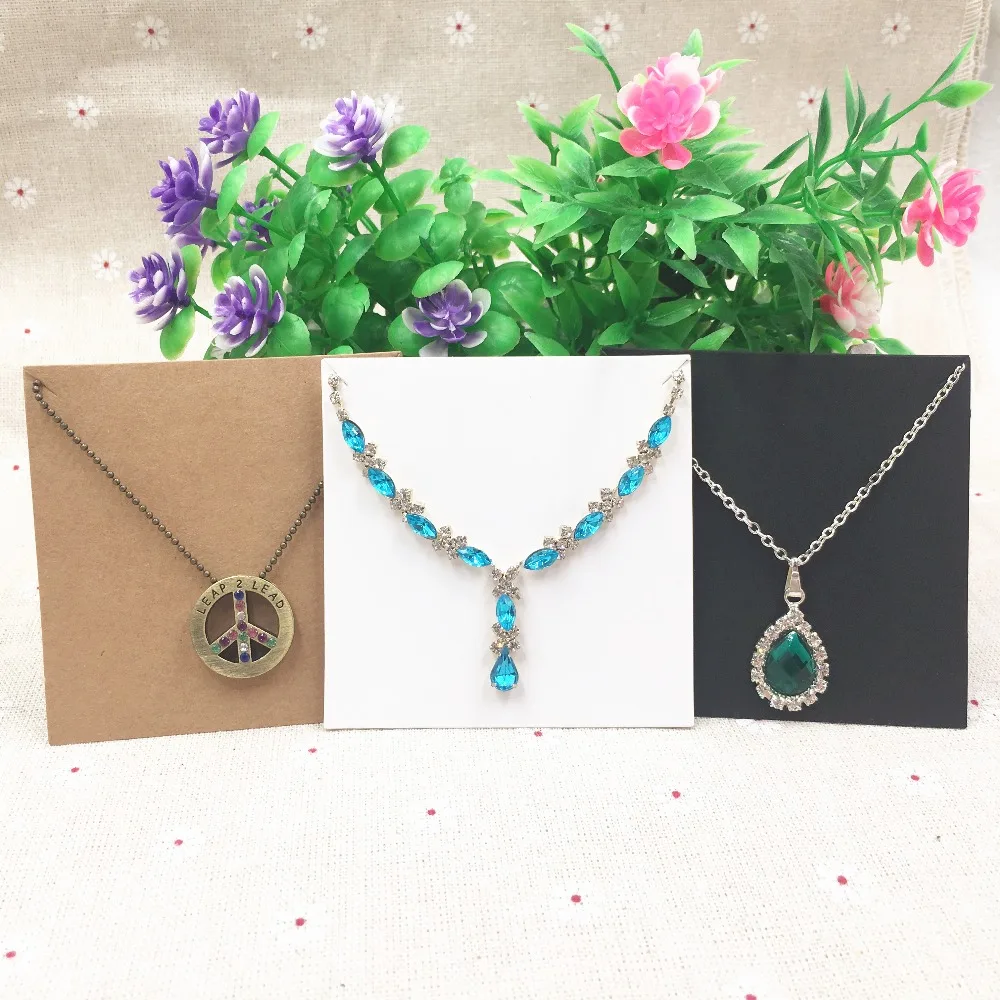 100 шт чистые Пустые Квадратные ожерелья карты Крафт бумага с Opp мешком для