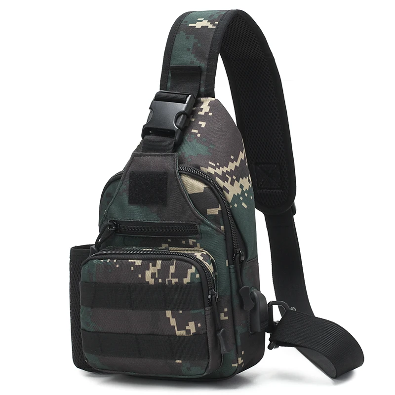 High Quality Camouflage Waterproof Nylon Durable Men Women Crossbody Sling Travel School Chest Shoulder Bag with bottle Holder |