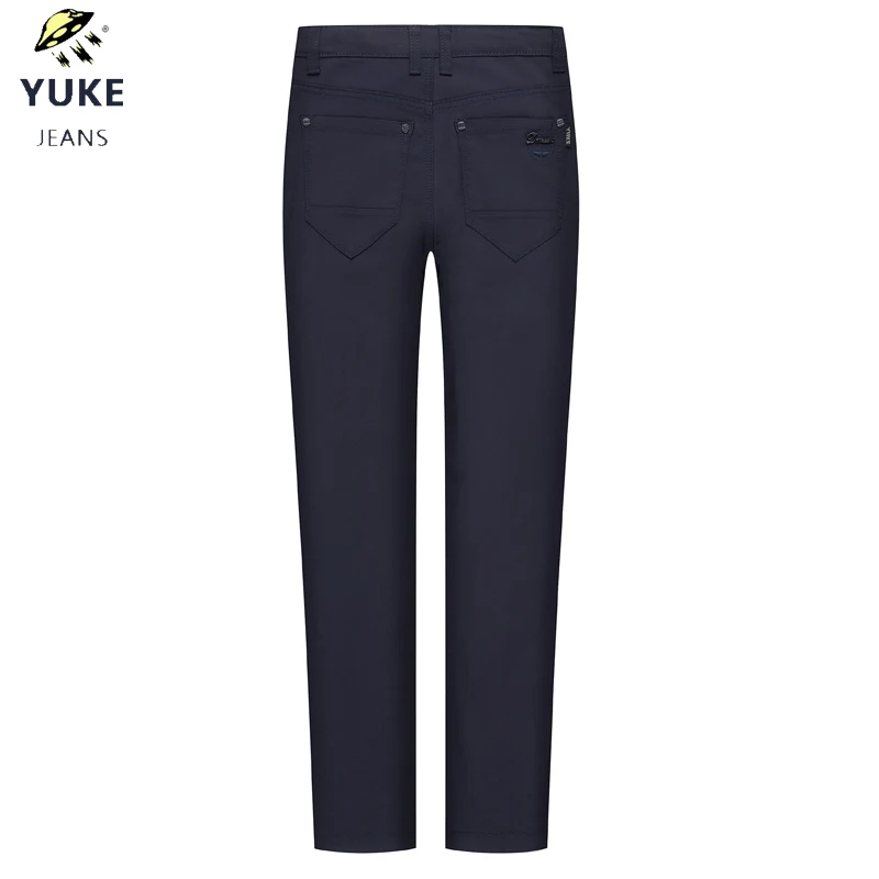 YUKE мальчик студент брюки чистый черный Slim Fit Эластичные Повседневные детские штаны От 7 до 12 лет плюс толстый бархат согреться M13140