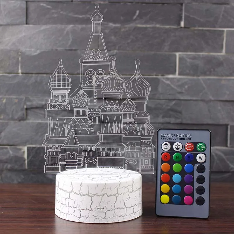 Модель российского известного здания Московский Кремль иллюзия 3D меняющие цвета