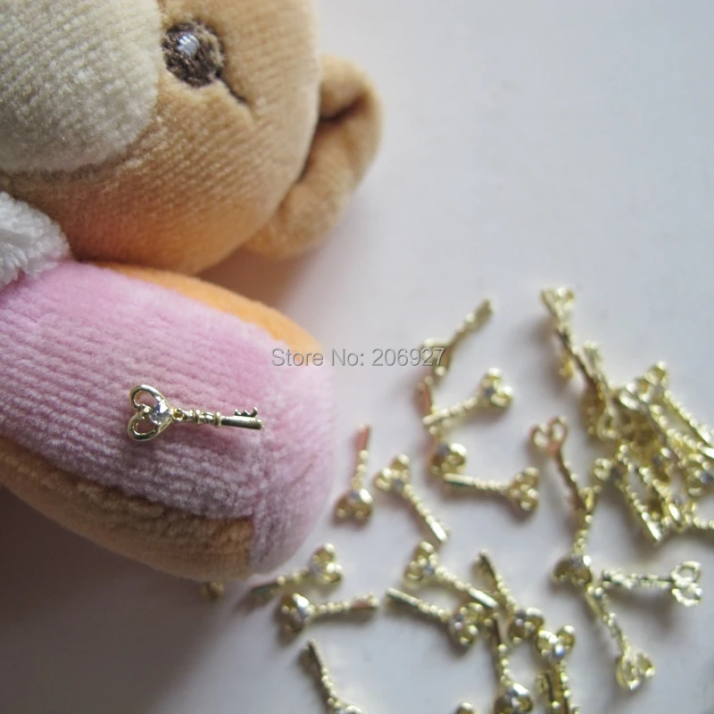 10 шт. металлические подвески в виде золотого ключа|charms nail art|nail artrhinestones gold |