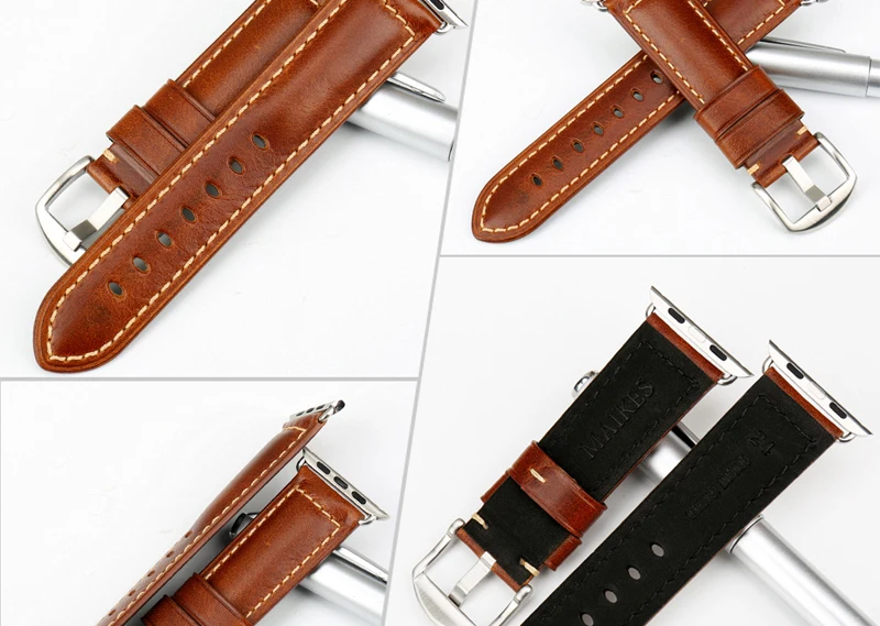 Масляный воск кожаный браслет для часов Apple Watch 42 мм 38 мм iWatch аксессуары для часов Apple ремешок для часов сохраняющий тепло ремешок для часов