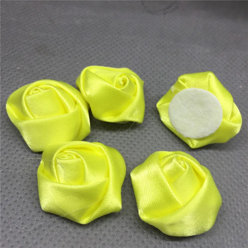 10huabaolight yellow 10 шт 25 ммбольшая атласная лента роза цветок DIY ремесло свадебные аппликации много цветов на ваш выбор - Цвет: 10huabaolight yellow