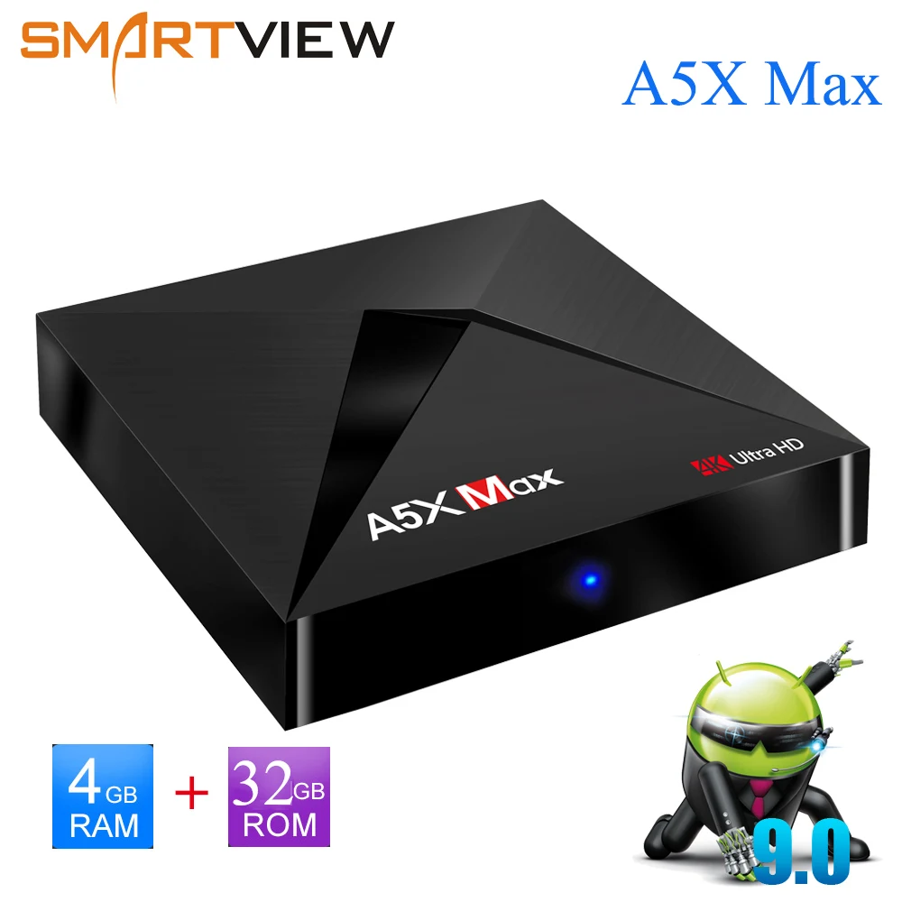 Smart ТВ BOX Android 9 0 RK3328 Quad Core коробка A5X MAX 4 ГБ Оперативная память 32 100 м LAN K HD H.265 DLNA Airplay