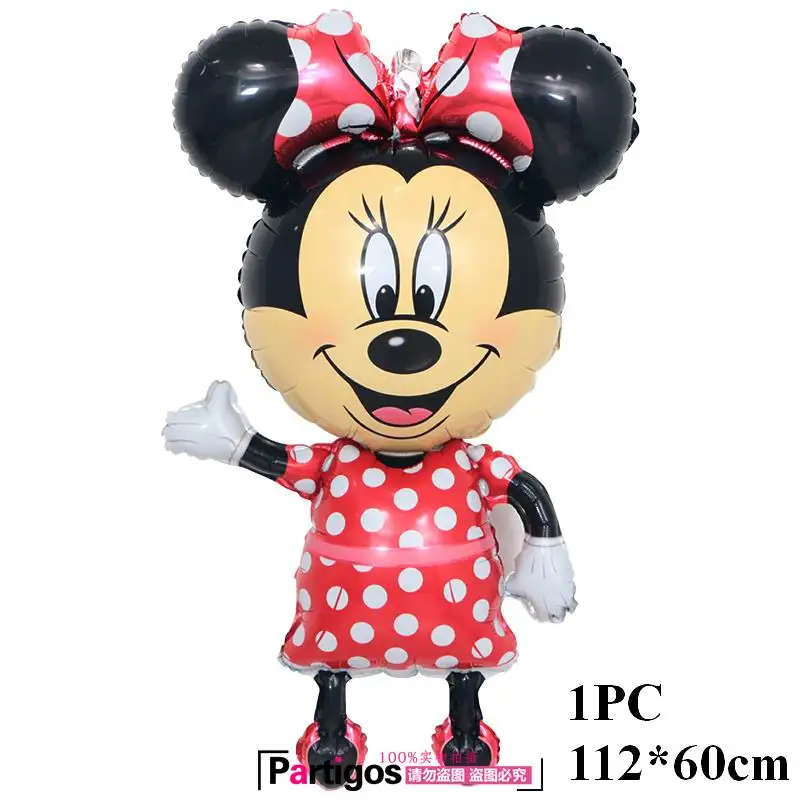 112cm red minnie 10 шт. с днем рождения Микки Минни Маус фольгированные шары 10 дюймов Wwave точка латексные шары украшения для детской вечеринки Globos детская игрушка - Цвет: 112cm red minnie