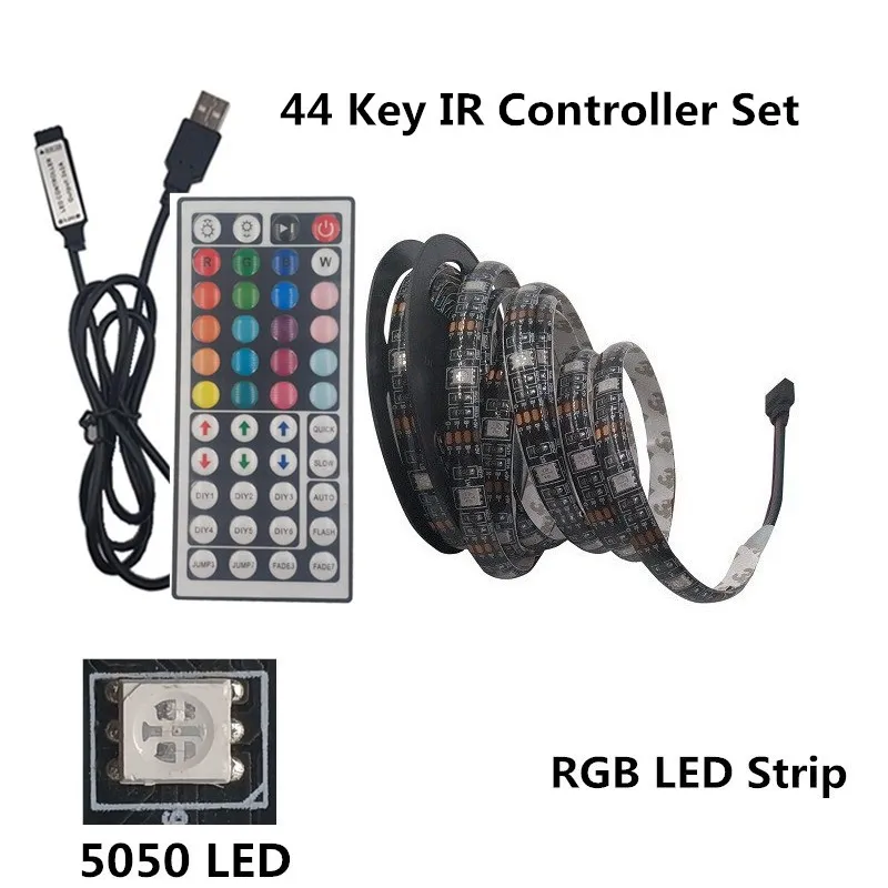 44Key IR Controller USB LED Strip 5050 RGB Flexible LED Light DC5V RGB Color Changeable TV Background Lighting - Испускаемый цвет: 44Key IR Controller