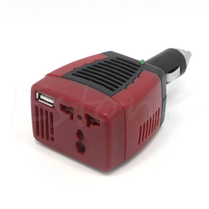 

Car Power Inverter for DC AC-Converter 12V to 220V Fast Charging Port USB Charger Adapter Auto Cigarette Lighter 75W Dur