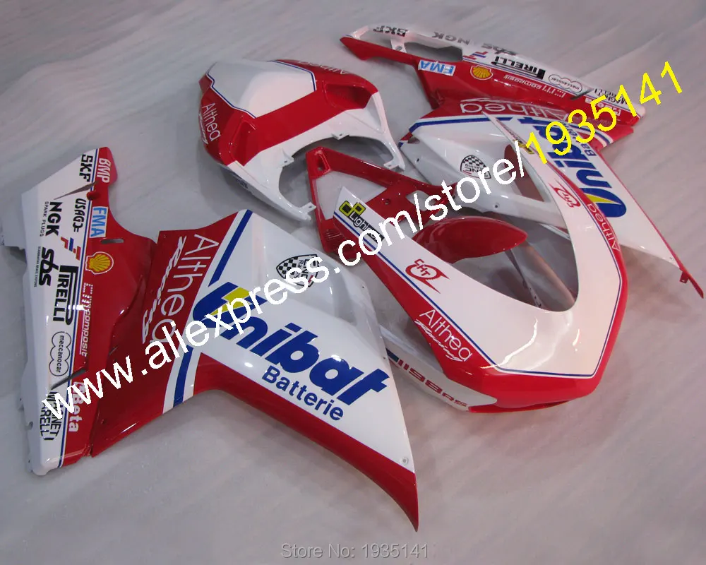 Красный белый капот комплект для поездок на мотоцикле Ducati 1098S 848 1198 2007 08 09 10 11