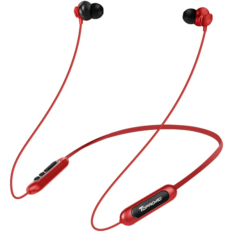 red earphone TOPROAD Bluetooth наушники Беспроводные водонепроницаемые спортивные наушники с шумоподавлением стерео бас гарнитура с микрофоном для телефона - Цвет: red earphone