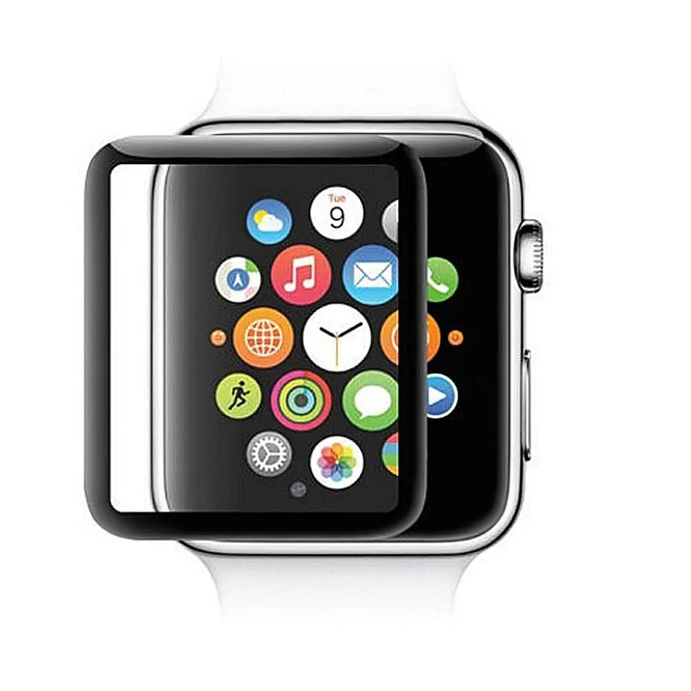 Закаленное стекло для Apple Watch 38 мм 42 серия 2 1 полное покрытие 3D Изогнутые черные