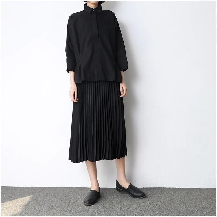 DEAT 2020 new fashion women turn-down collar three-quarter sleeve batwing loose wide blouse shirt with rope pulling top WB5630 | Женская