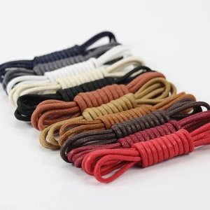 1Pair Leather Shoe laces Waxed Cotton Round Shoe laces Waterproof ShoeLaces Men Martin Boots Shoelac in USA (United States)
