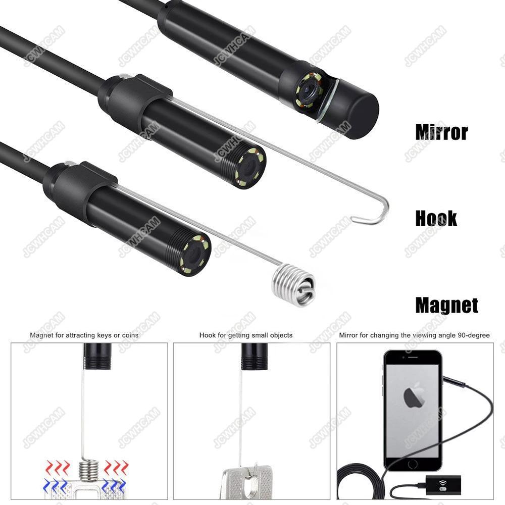 2MP 8 мм WiFi эндоскоп камера Мини водонепроницаемая Инспекционная USB 2 в 1 для IPhone M 5 10