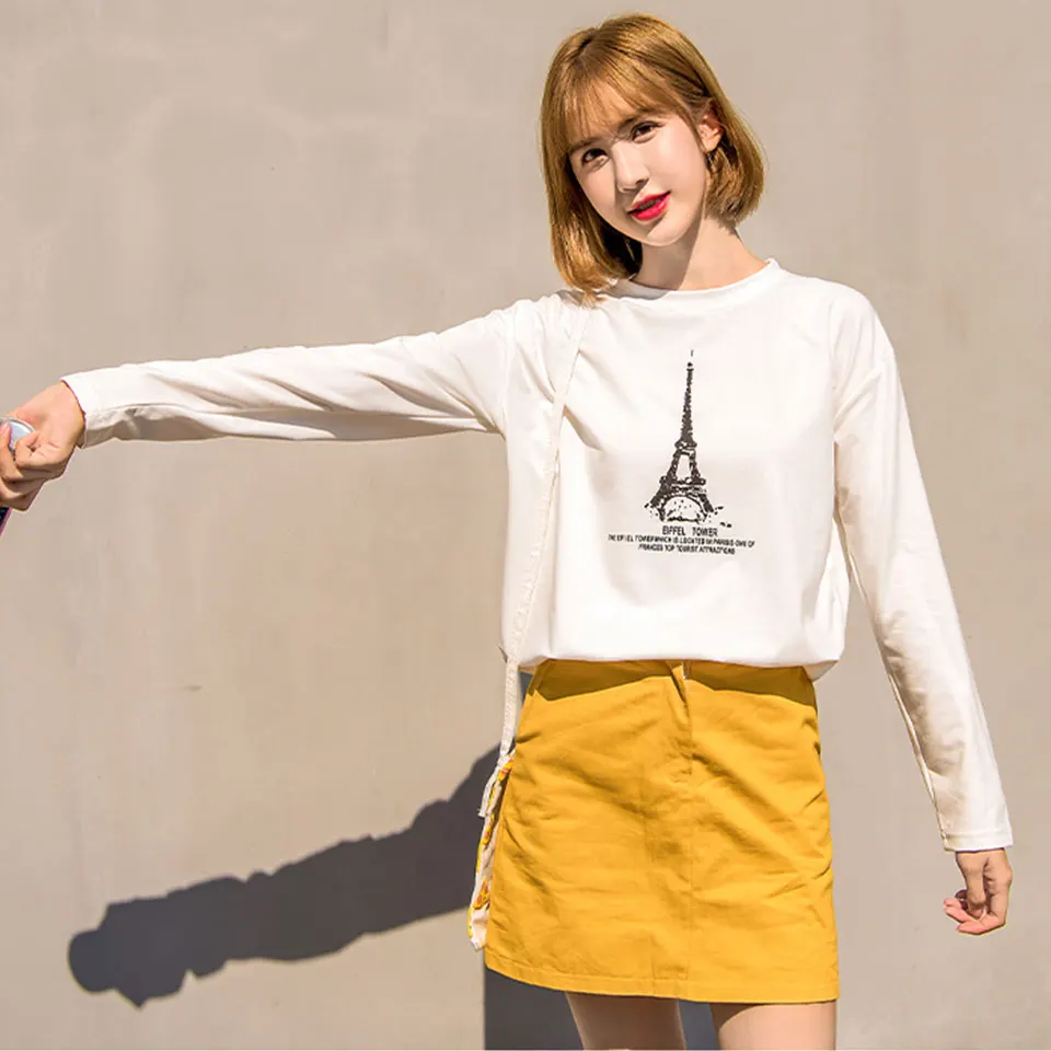 Новинка осени 2018 корейские женские рубашки с длинным рукавом Повседневные Harajuku