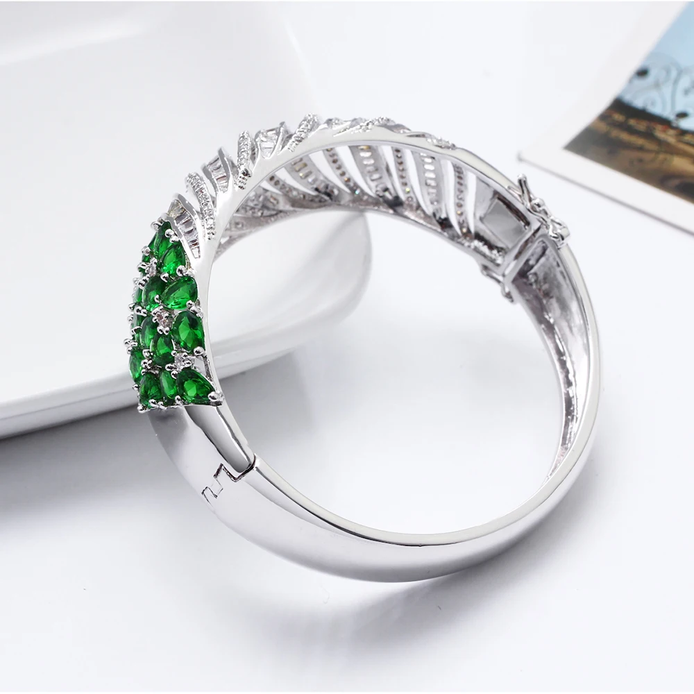 Большой браслет Красивый зеленый черный CZ камни Модные аксессуары jewelry высококачественные ювелирные изделия Большой Кристалл и браслеты