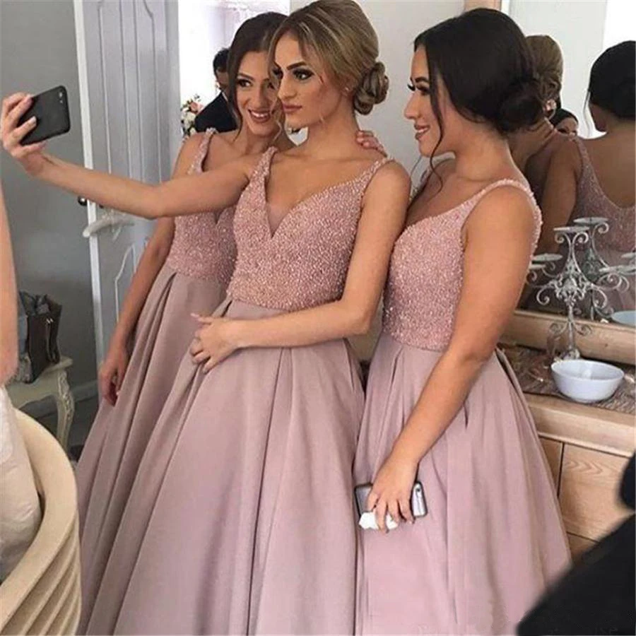 Платье подружки невесты с глубоким v-образным вырезом ярко-розовое платье без