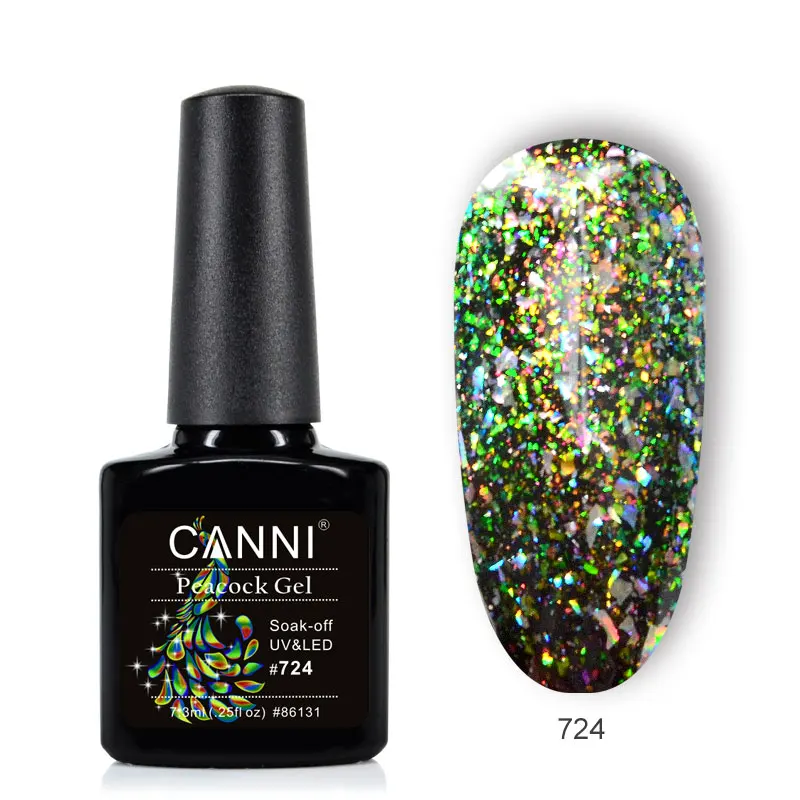 CANNI, новые продукты для ногтей, замачиваются, долговечная черная основа, Павлин, Гелевый лак, Звездные блестки для ногтей, Цветной Гель-лак - Цвет: 724