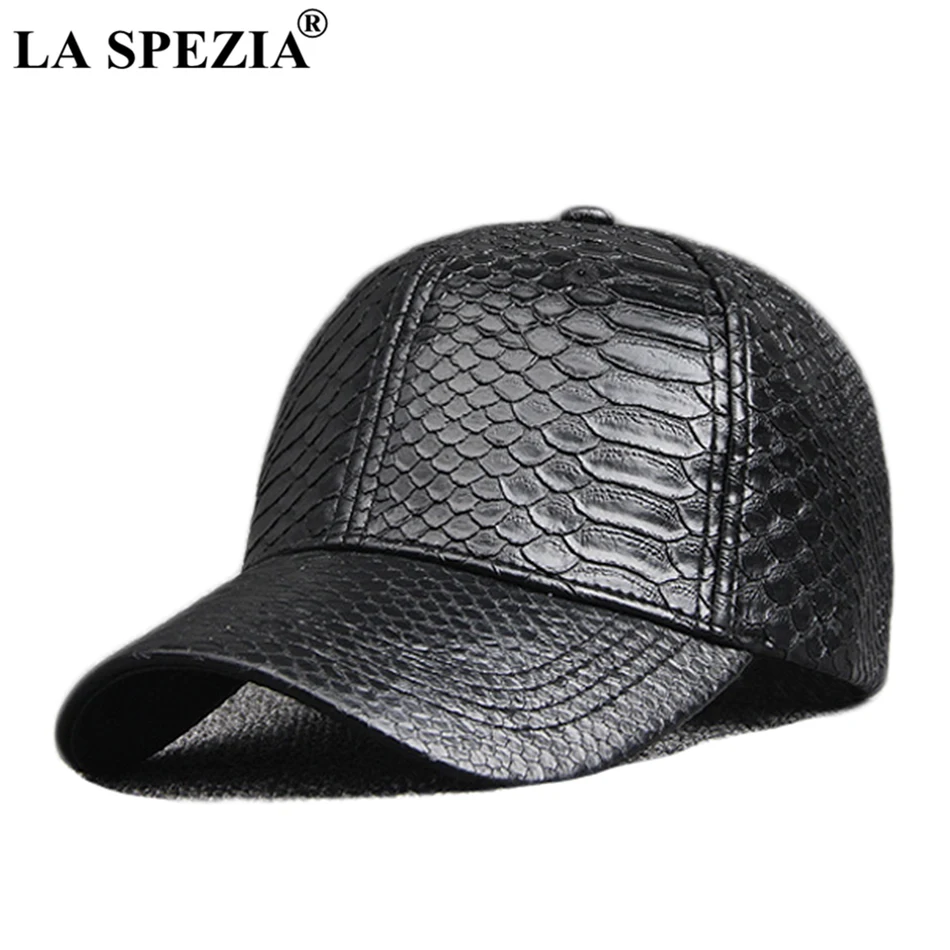 LA SPEZIA, кожаная бейсболка, мужская, черная, регулируемая, бейсболка, s, мужская, из искусственной кожи, осенняя, Duckbill, одноцветная, брендовая, повседневная, для папы, шапки