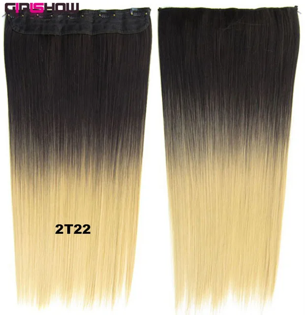 GS666 Color 2T22 5 клипов на Dip краситель Омбре тени Синтетические прямые пряди двухцветный парик расширение, 36 цветов доступны 130 г, 60 см, 10 шт./партия - Цвет: GS666 Color 2T22