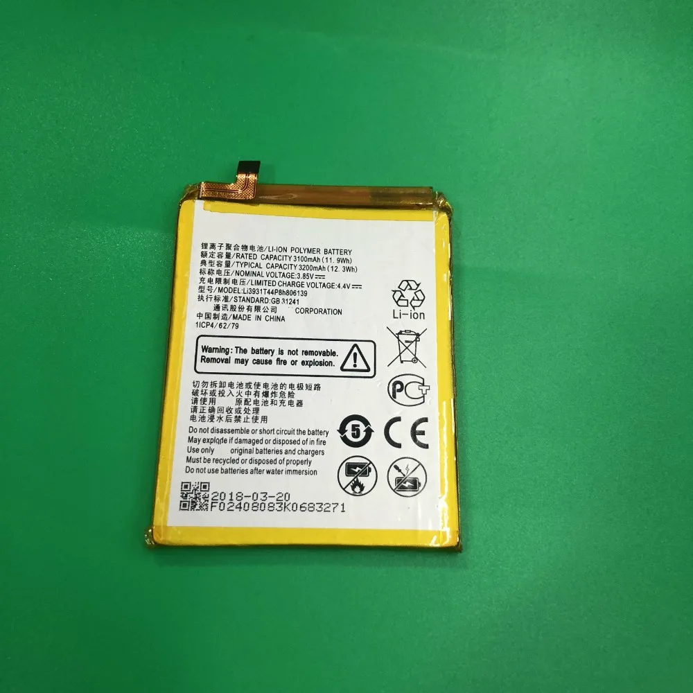 100% новый аккумулятор 3 85 V 3200mAh для zte Li3931T44P8h806139|Аккумуляторы мобильных телефонов| |