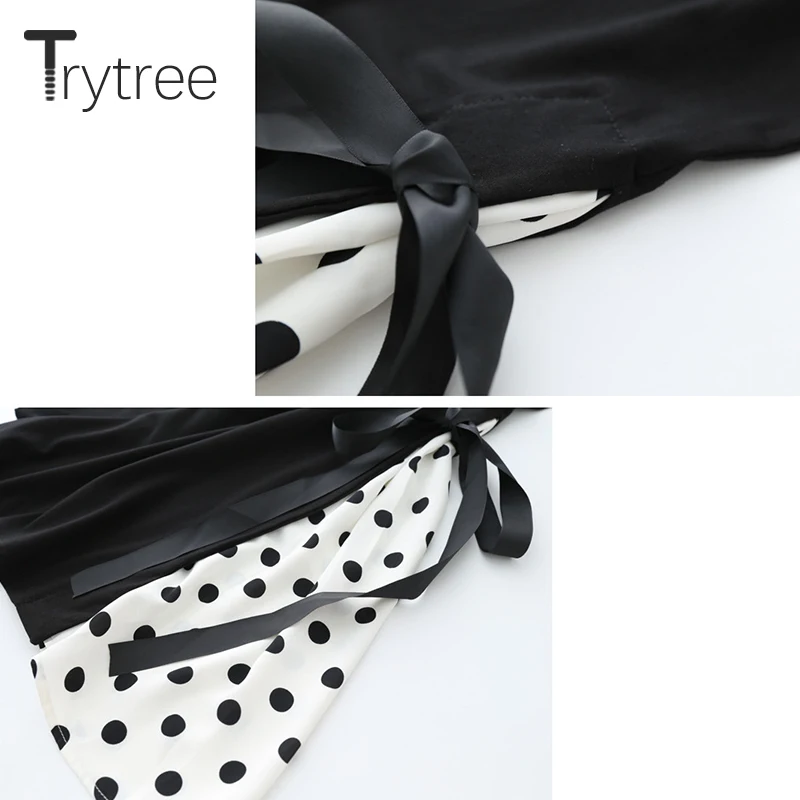 Trytree/2019 летнее женское платье повседневное с круглым вырезом поясом бантом