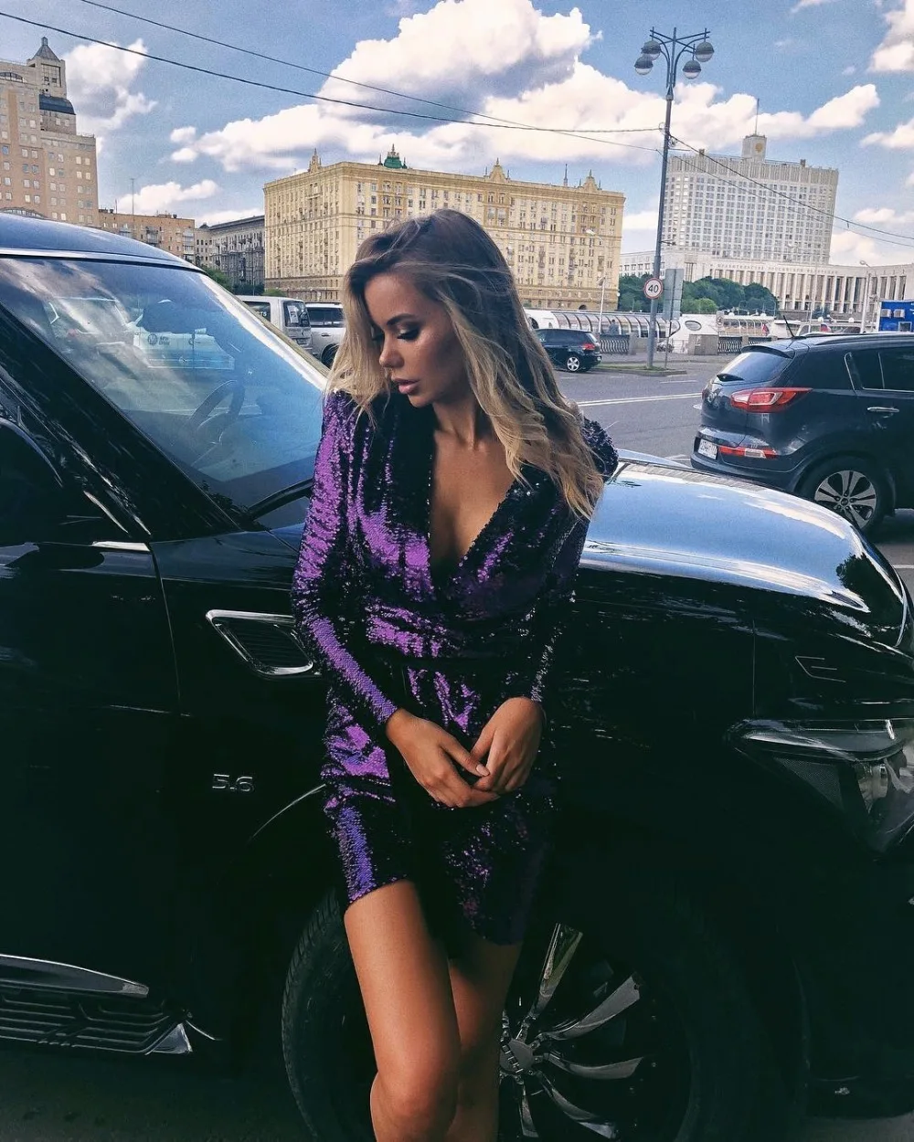 Elegant Women V Neck Sexy Sequin Dress Fashion Sashes Purple Solid Mini Clubwear Party Night Out Vestidos Autumn Festa