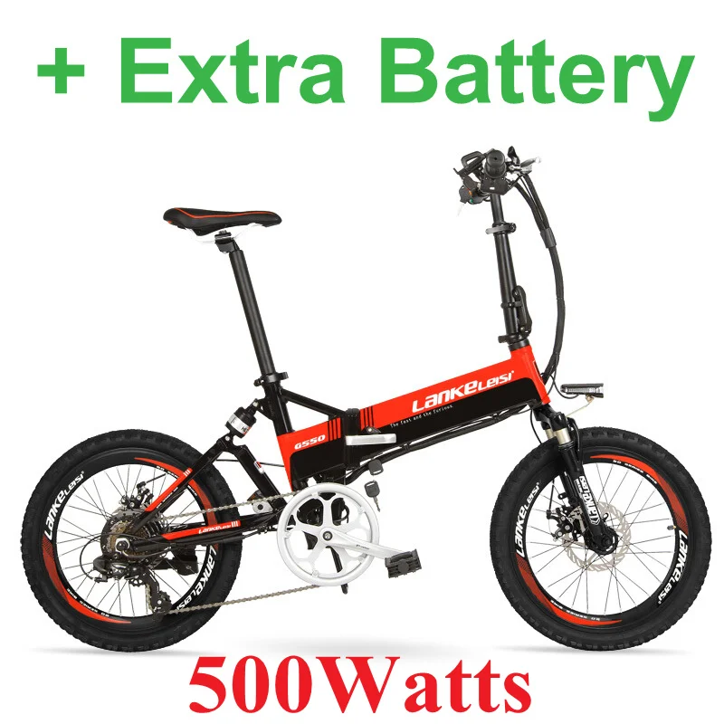 BKRD 500W Plus G550 500 W/240 W Мощный 20 дюймов электрический велосипед, Алюминий складной велосипед, е-байка 36В 13.8Ah большой Ёмкость Батарея, ребёнка ройялас подвесом вилка - Цвет: BKRD 500W Plus